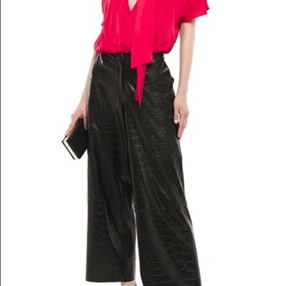 Alice + Olivia | Women’s Livvy Tie-Neck Washed Silk-blend Blouse CrossoverTop XS - Picture 10 of 11